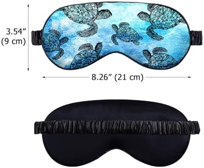 WIRESTER Soft Satin Silk Eye Mask Sleeping Mask Comfortable Sleep Mask with Adjustable Strap for Men Women Kids - Ocean Sea Turtle