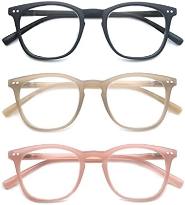 MODFANS Women Reading Glasses Men Matte Readers,Lightweight Glossy Frame Flexible Spring Hinge Stylish Eyeglasses with Pouch/Cloth