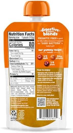 Happy Baby Digestive Support Blends, Organic Stage 2 Baby Food with Prebiotic Fiber, Apple, Pumpkin & Prune, 4 Ounce Pouch (Pack of 16)