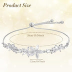Gold Adjustable Bracelets for Women,Dainty Flower Bracelet Rhinestone Slider Floral Bracelet Floral Jewelry Adjustable Bridesmaid Bracelets Jewelry Gift