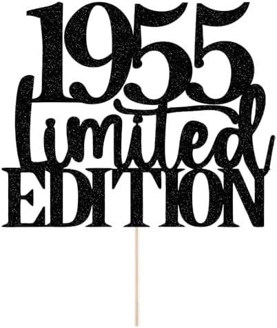 Limited EDITION 1955 cake topper 71th birthday happy birthday cake topper men and women cheer 71 years old handmade black glitter cake decoration (1955)