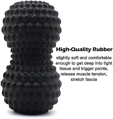 KITWILD Peanut Massage Ball, Double Lacrosse Massage Roller Ball for Deep Tissue Muscle Massage, Physical Therapy, Myofascial Release, Muscle Knots, and Yoga Therapy (Black)