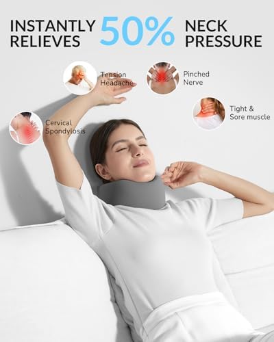 Neck Brace for Neck Pain & Support - Cervical Collar with Soft Nylon-Spandex for Keep Vertebrae Stable & Aligned for Women & Men - Ideal for Sleeping, Working, Neck Injury Recovery