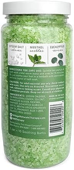 Village Naturals Therapy, Muscle Concentrated Mineral Bath Soak, Eucalyptus Mint Scent, 20 oz, Pack of 4