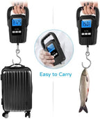 Digital Fish Scale Hanging Scale Fishing Scale, SKEAP 110lb/50kg Luggage Scale,Fish Weighing Scale, Upgrade Large Handle & Backlit LCD Display, Black,Fishing Gifts for Men,Black