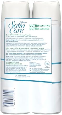 Gillette Satin Care Ultra Sensitive Shave Gel for Women, Pack of 2, 7oz Each, Frangrance Free