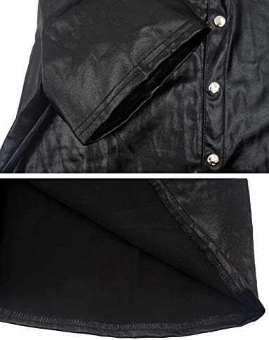 SEAUR Men's Shiny Patent Leather Jacket Casual Slim Fit Leather Muscle Tank Top T-Shirts Nightclub Party Clubwear