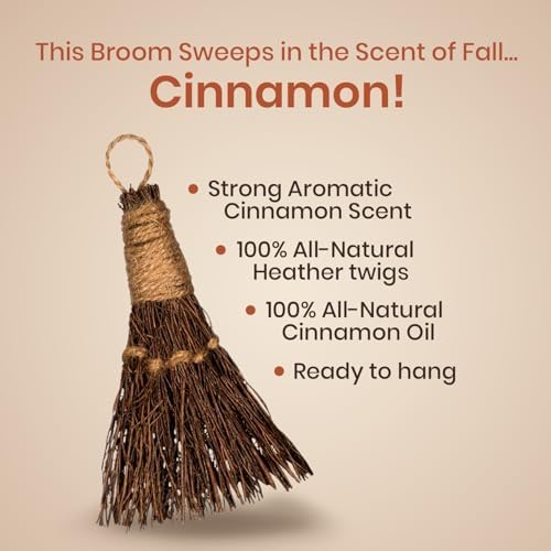 Cinnamon Broom - Cinnamon Broomstick Scented 6in (2 Pack) - Decorative Mini Broomsticks - Cinnamon Scented Brooms - Door Protection