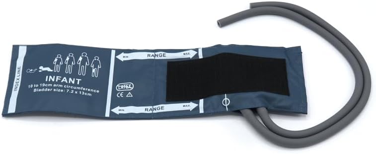 Universal NIBP Cuff for Infant, 10-19 cm Double Tube Reusable PU Replacement Blood Pressure Cuff, No Connector