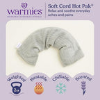 warmies Hot-Pak Microwavable Neck Wrap - Soothing Warm Compress with Scented Lavender - Cooling Neck Warmer for Relaxation - Microwave Heating Pad for Aches & Pains - Gray, Soft Cord, Pack of 1