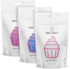 Cake Craft Gender Reveal Sprinkle Bundle – Pink Sugar Strands, Blue Sugar Strands & White Nonpareils | 3-Pack (100g Each) | Perfect for Baby Showers, Cakes, Cupcakes & Cookies