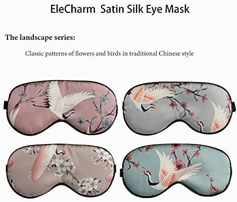 4-Pack Silk Satin Eye Mask Classic Painting Arts Sleep Mask Blindfold for Nap Travelling Party Trational Flowers and Birds Art_4pcs