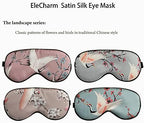 4-Pack Silk Satin Eye Mask Classic Painting Arts Sleep Mask Blindfold for Nap Travelling Party Trational Flowers and Birds Art_4pcs