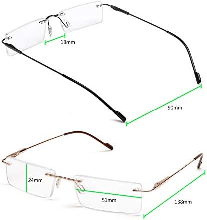 Success Eyewear Reading Glasses 2 Pair Rimless Ultra Lightweight Readers for Men and Women