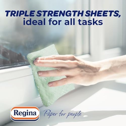 Regina Blitz Giant – 1 Roll Multi-Purpose Household Towels, 3 Ply, 260 Sheets Per Roll, Triple Layered Strength, Household Towels Made With Virgin Pulp, Recyclable Paper Packaging, and FSC Certified