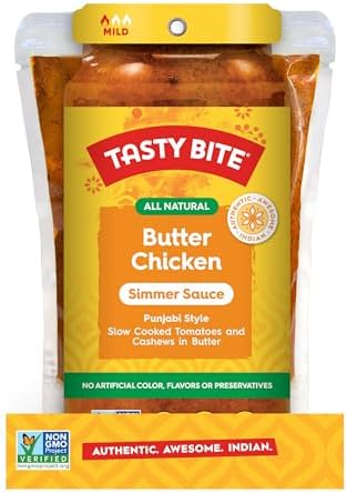 Tasty Bite Punjabi Style Butter Chicken Simmer Sauce, 7-Ounce 5-Pack, 3-4 Servings, Vegetarian, Tomatoes & Cashews in Butter