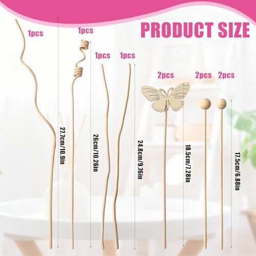 10Pack Reeds for Diffuser, Reed Fragrance Diffuser Flower Set, Reed Diffuser Stick, Fragrance Diffuser Replacement Rattan Stick, Rattan&Handmade Refill Replacement Sticks for House Bedroom Office