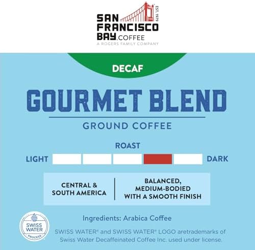 San Francisco Bay Coffee - Decaf Medium Roast - Decaf Gourmet Blend (28 oz bag) - Ground Coffee, Swiss Water Processed