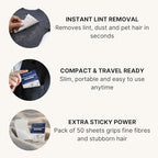 Lint Remover & Lint Roller in a Pad - Travel Friendly for Clothes, Travel, Pet Hair Remover, Dust Remover & Dandruff Remover