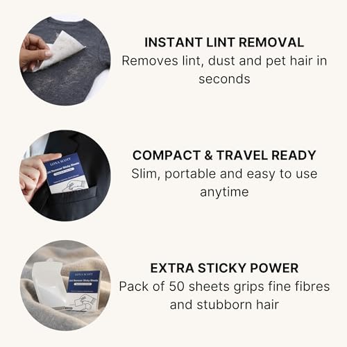 Lint Remover & Lint Roller in a Pad - Travel Friendly for Clothes, Travel, Pet Hair Remover, Dust Remover & Dandruff Remover