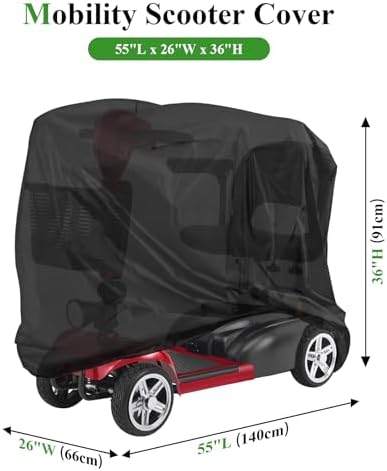 Mobility Scooter Cover,Waterproof Wheelchair Cover for Storage,Mobility Scooter Accessories for All-Weather Outdoor Protection Dust Covers - 55"x 26" x 36" (L x W x H)