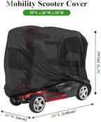 Mobility Scooter Cover,Waterproof Wheelchair Cover for Storage,Mobility Scooter Accessories for All-Weather Outdoor Protection Dust Covers - 55"x 26" x 36" (L x W x H)