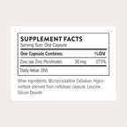 THORNE - Zinc Picolinate 30 mg - Highly Absorbable Zinc Supplement - Supports Immune System, Eye, Skin & Reproductive Health* - Third-Party Certified - Gluten, Dairy & Soy-Free - 60 Capsules