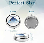 3 Compartment Travel Pill Case, Sealed Portable Pill Container Mini Size Metal Pill Box for Pocket Purse, Three Times a Day Pill Organizer for Children, Woman and Men - Blue Moth