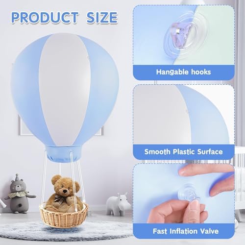 3FT Hot Air Balloon Decorations, Hot Air Balloon with Air Pump for Girls Boys Baby, Birthday Wedding Exhibitions, Blue