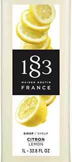 1883 Lemon Syrup for Drinks, Made in France, 1 Liter Glass Bottle