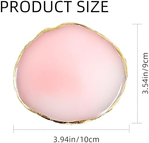 2Pcs Resin Nail Art Palette,Nail Polish Palette,Gold Edge Nails Holder Display Board,Cosmetic Mixing Tools for Nails Art(White,Pink)
