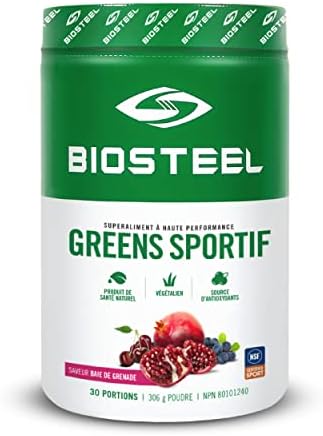BIOSTEEL Sport Greens Powder, High Performance Superfood Supplement, Non-GMO Formula, Pomegranate Berry, 30 Servings