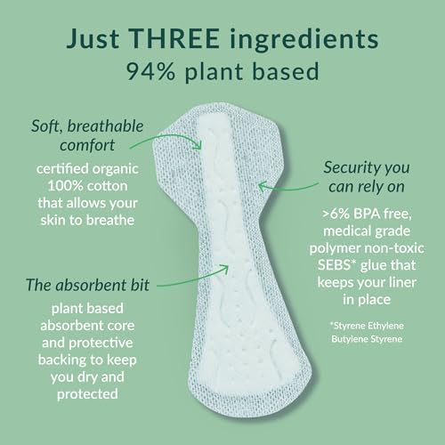 Natracare Natural Organic Thong Style Panty Liners, Made with Certified Organic Cotton, Ecologically Certified Cellulose Pulp and Plant Starch (16 Pack, 480 Liners Total)