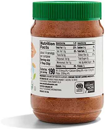 365 by Whole Foods Market, Organic Creamy Almond Butter, 16 Ounce