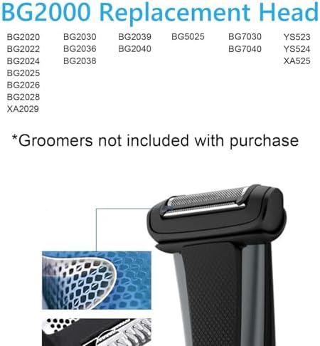 BG2000 Replacement Head Compatible With Philips Norelco Bodygroom Series 7000, BG7030, BG7040, BG2029, BG2030, BG2040 BG5025 Replacement Head 2-Pack