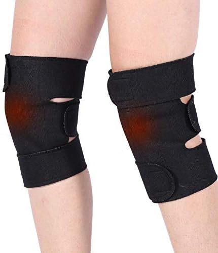 1Pair Self Heating Knee Brace Sleeve, Adjustable Tourmaline Magnetic Therapy Knee Pad Support with Open Patella Stabilizer