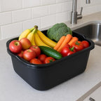 SKYREN 18 Quart Plastic Dishpan | Multi-Purpose Wash Tub for Kitchen, Sink, Countertop, Laundry, and Household Use | Rectangular Black Utility Basin for Cleaning, Soaking, and Storage
