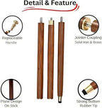 Vintage Wooden Walking Stick - Wooden Cane with Golden Brass Knob Handle - Brown Wood - Victorian Telescope Fancy Walking Cane for Men and Women