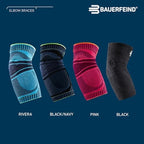 Bauerfeind Sports Elbow Support - Elbow Brace for Pain Relief and Support - Pads for Enhanced Comfort - Targeted Compression - Lightweight & Durable - Black/Navy, Medium