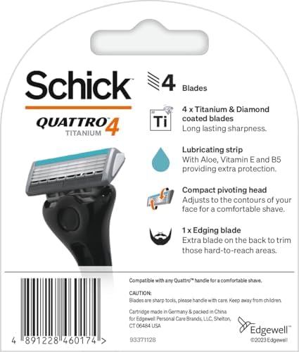 Schick Quattro Cartridges, Titanium, 4 ct.