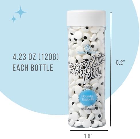 Sweets Indeed Bulk Candy Eyeballs, 300 Edible Eyes, Christmas Sprinkles, Perfect for Cake Decorations, Baking, Ice Cream, Cookies, Cupcake Topper 4.3 ounces