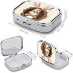 Pill Box 2 Compartment Medicine Pill Case Easter Bunny Wooden Hole Portable Pill Box for Pocket Or Purse Pill Box Decorative Metal Medicine Vitamin Organizer Unique Gift, Style