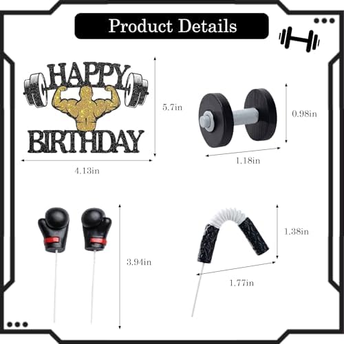 Knana 5Pcs Fitness Cake Topper Boxing Cake Toppers Gym Cake Topper Fitness Themed Cake Decorations