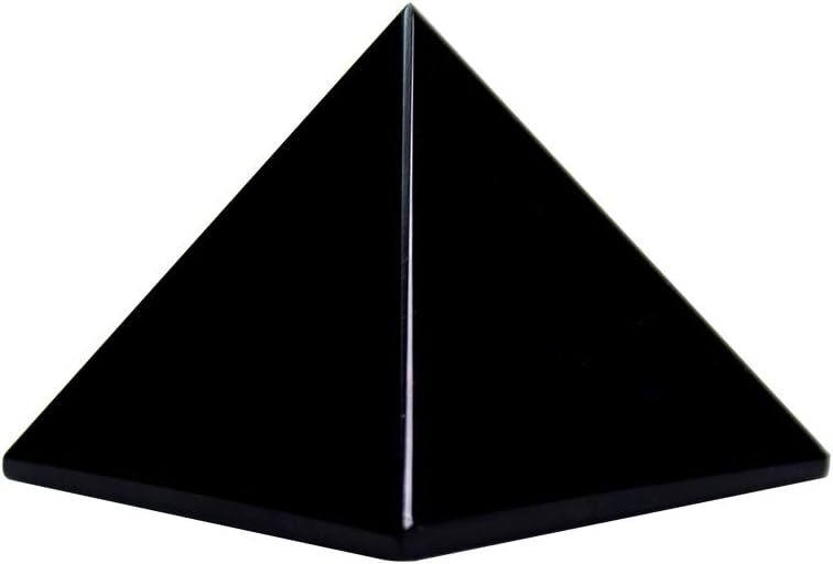 Runyangshi Natural Black Obsidian Crystal Pyramid Energy Generator | 1.6x1.6in (4x4cm) Healing Crystal Pyramid for Protection & Positive Energy | Natural Quartz for Chakra Reiki Home Decor