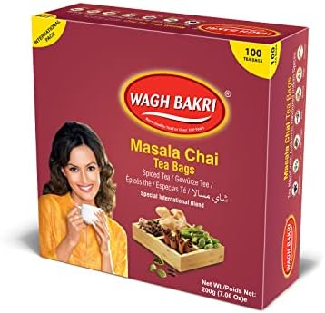 Wagh Bakri Masala Chai Tea Bags, 100 Tea bags of Special International Blend, 200 grams