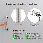 12 Inch Anti Slip Shower Grab Bar Handle, ZUEXT Chrome Finish Stainless Steel Bathroom Grab Bar, Knurled Bathroom Balance Bar,Safety Hand Rail Support,Handicap Elderly Injury Senior Assist Bath Handle