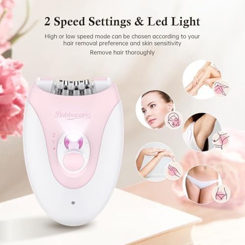 Epilator, Epilators Hair Removal for Women - 2-Speed Epilator with 36 Tweezers & Massage Pad, Rechargeable LED Hair Removal Device for Face/Bikini/Arms/Legs/