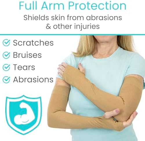 Vive (2 Pairs) Arm Protectors for Thin Skin and Bruising - Protective Geri Arm Sleeve Guards for Elderly, Men & Women