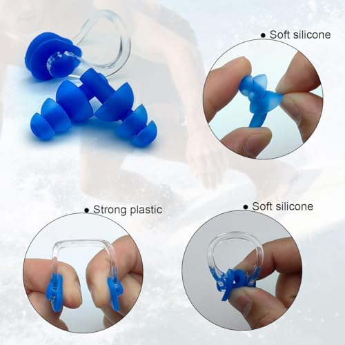 Zooshine 6 Sets Waterproof Silicone Swimming Earplugs Nose Clip Plugs,Ear & Nose Protector Swimming Sets Box Package