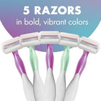 BIC Soleil 3 Sensitive Women's Disposable 3-Blade Razors, Comfort Shield and Moisture Strip, 5-Pack